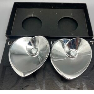 Dansk‎ "design with light"Silverplate hearts tiny candle taperholders  Japan